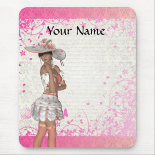 Pink summer girl mouse mat