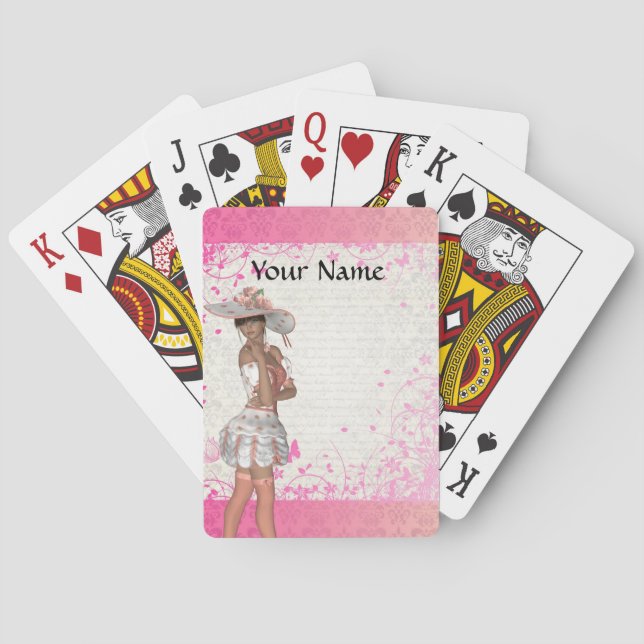 Pink summer girl playing cards (Back)