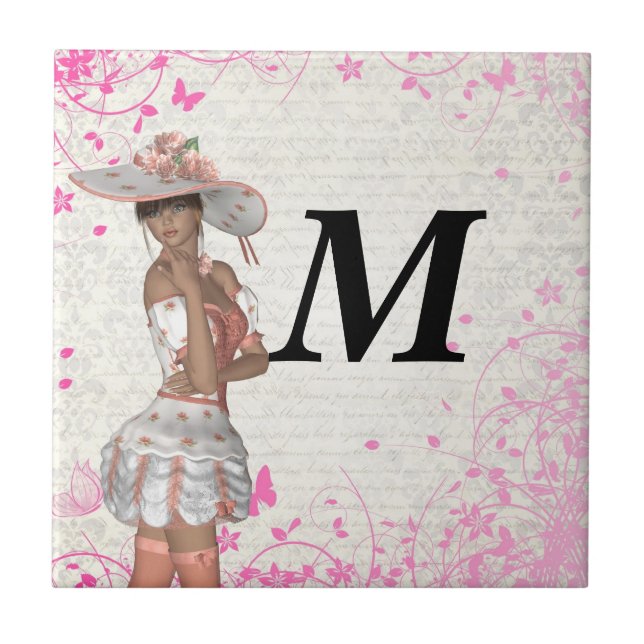 Pink summer girl tile (Front)
