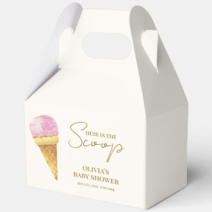Pink Summer Here's The Scoop Ice Cream Baby Shower Favour Box