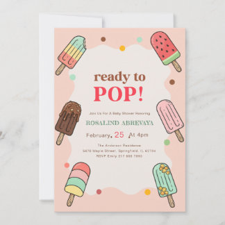 Pink Summer Popsicle Ready to Pop Baby Shower Invitation