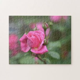 Pink Summer Rose Flower Nature Photography Garden Jigsaw Puzzle