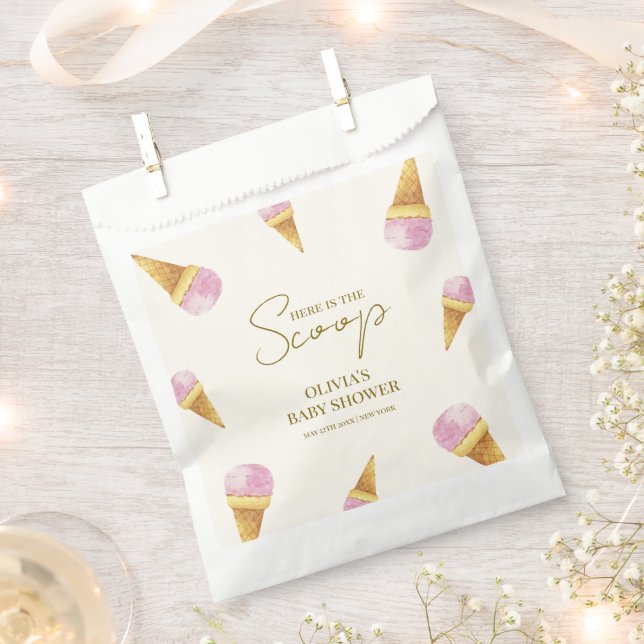 Pink Summer Scoop Ice Cream Baby Shower  Favour Bags (Clipped)