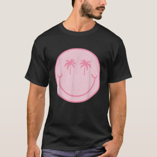 Pink Summer Smile Face Cute Happy Peace Smiling Fa T-Shirt