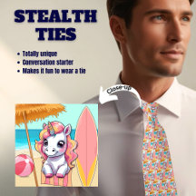 Pink Summer Unicorn Beach Stealth Tie