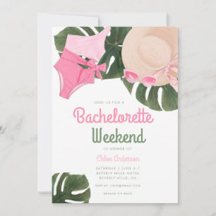Pink Summertime Glam   Bachelorette Weekend Invitation