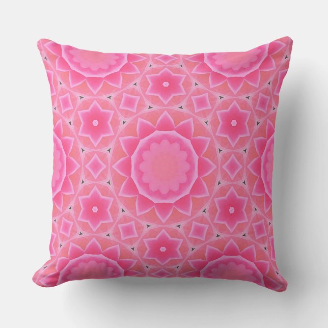 Pink sun and stars baby girl mosaic pattern cushion (Front)