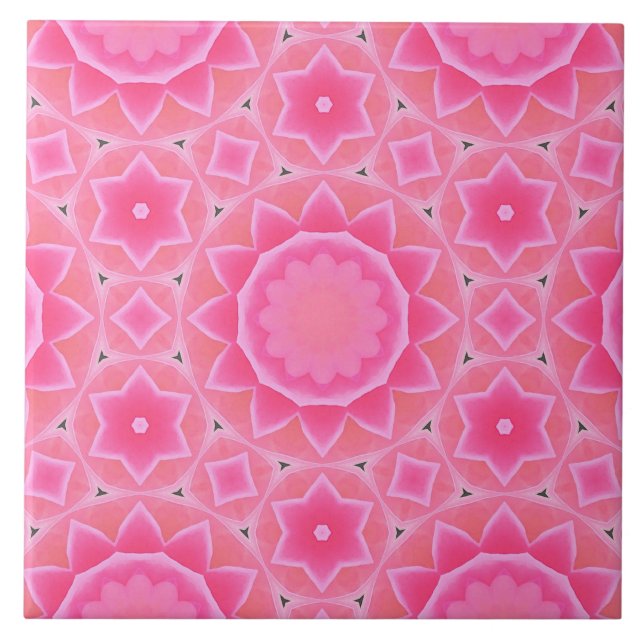 Pink sun and stars baby girl mosaic pattern tile (Front)