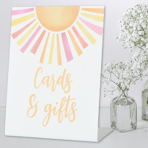 Pink Sun Baby Shower Cards And Gifts Pedestal Sign