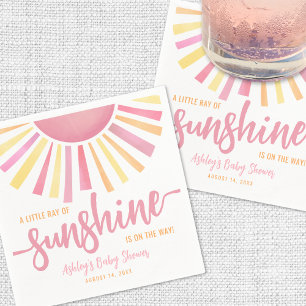 Pink Sun Baby Shower Napkin