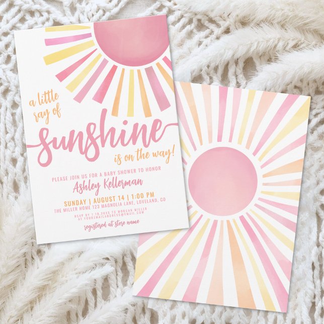 Pink Sun Boho Baby Shower Invitation (Pink Sun Boho Baby Shower Invitation)
