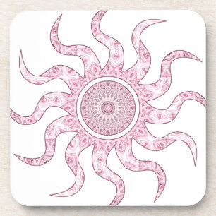 Pink Sun Mandala Design Coaster