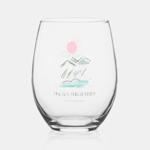 Pink sun this summer wine glass