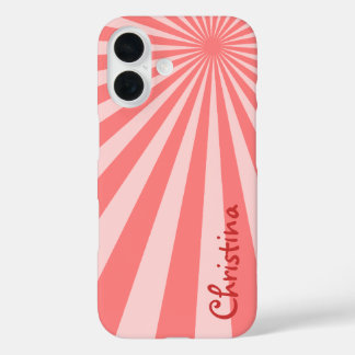 Pink Sunburst "Add Your Name" iPhone 16 Case