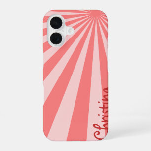 Pink Sunburst "Add Your Name" iPhone 16 Case