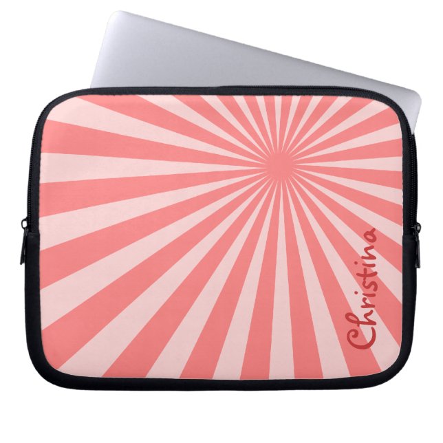 Pink Sunburst "Add Your Name" Laptop Sleeve (Front)