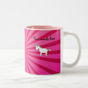 Pink sunburst rainbow unicorn Two-Tone coffee mug