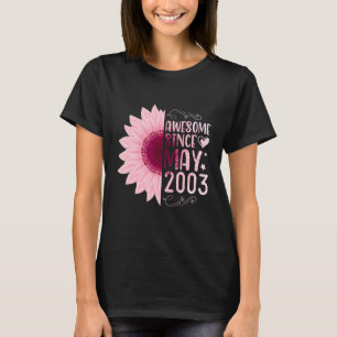 Pink Sunflower Awesome Since May 2003 Birthday 19 T-Shirt