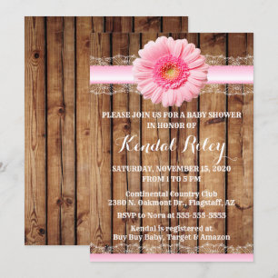 Pink Sunflower Baby Shower Invite