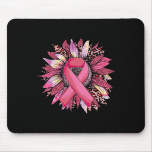 Pink Sunflower Breast Cancer Awareness Leopard Sun Mouse Mat