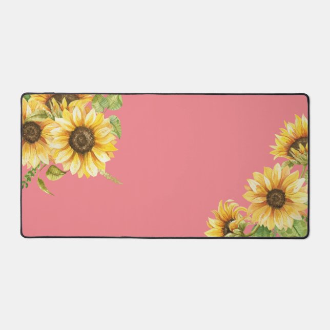 Pink Sunflower  Desk Mat (Front)
