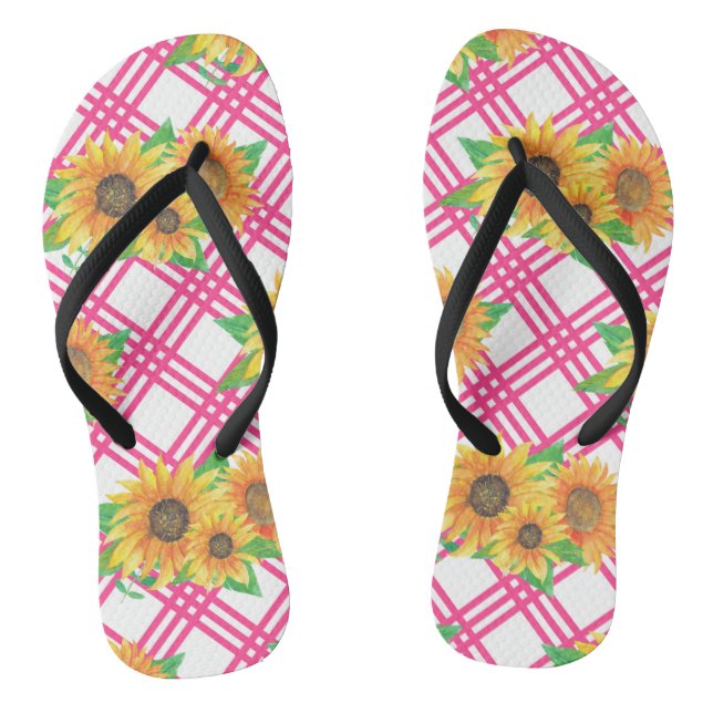 Pink Sunflower Flip Flops (Footbed)