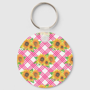 Pink Sunflower Key Ring