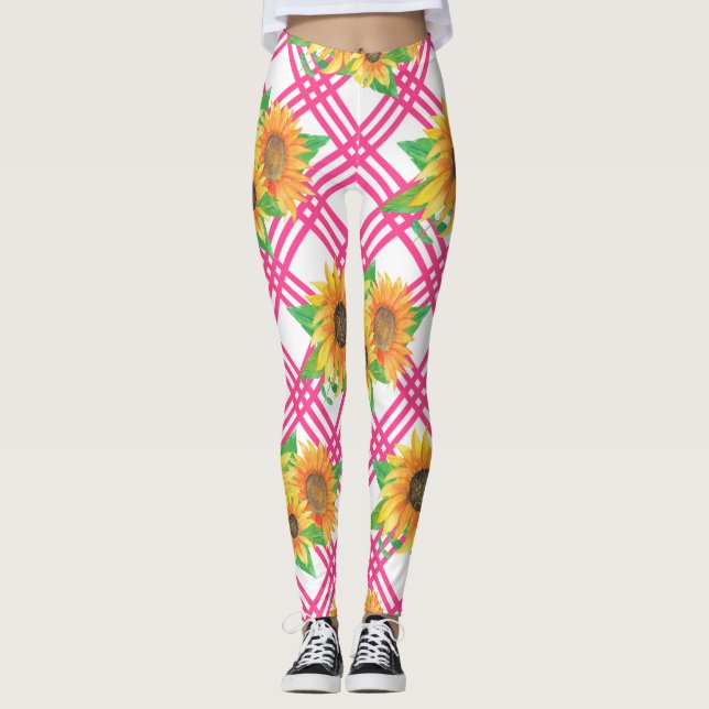 Pink Sunflower Leggings (Front)