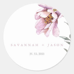 Pink Sunflower Minimalist Wedding Envelope Seal