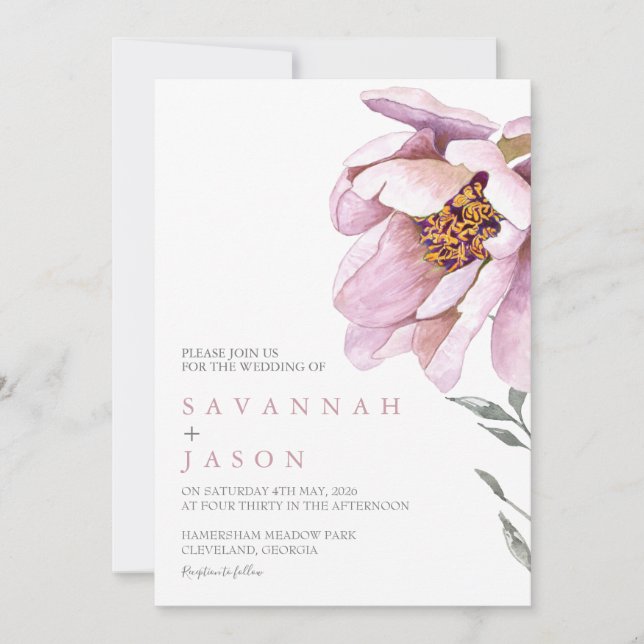 Pink Sunflower Minimalist | Wedding Invitation (Front)