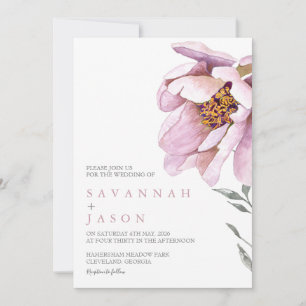 Pink Sunflower Minimalist Wedding Invitation