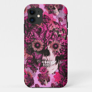 Pink sunflower ohm skull pattern. iPhone 11 case
