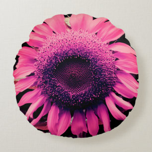 Pink Sunflower Round Cushion