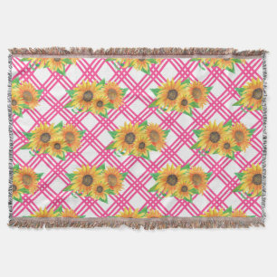 Pink Sunflower Throw Blanket