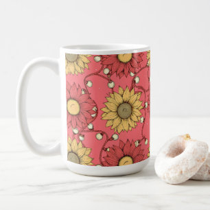 Pink Sunflowers Christmas Coffee Mug