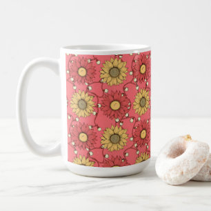 Pink Sunflowers Christmas Coffee Mug
