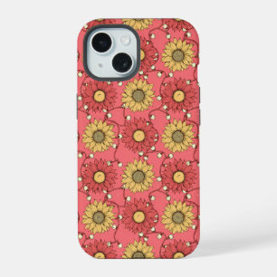 Pink Sunflowers Christmas iPhone 15 Case