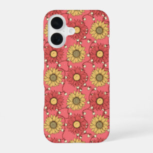 Pink Sunflowers Christmas iPhone 16 Case