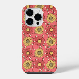 Pink Sunflowers Christmas iPhone 14 Pro Case