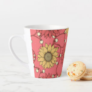 Pink Sunflowers Christmas Latte Mug