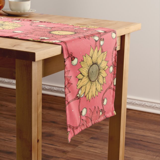 Pink Sunflowers Christmas Medium Table Runner (In Situ)