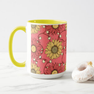 Pink Sunflowers Christmas Mug