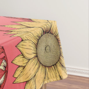 Pink Sunflowers Christmas Tablecloth