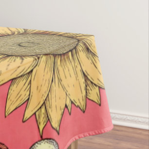 Pink Sunflowers Christmas Tablecloth