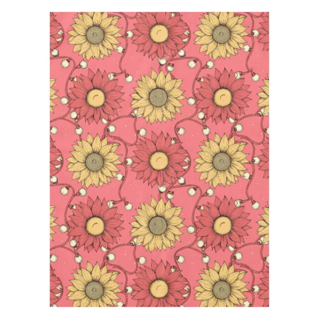 Pink Sunflowers Christmas Tablecloth (Front)