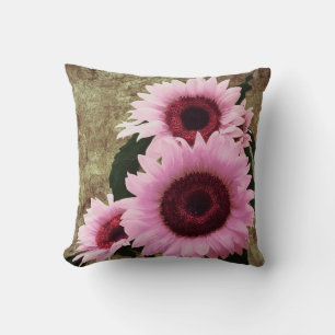 Pink Sunflowers Throw Pillow