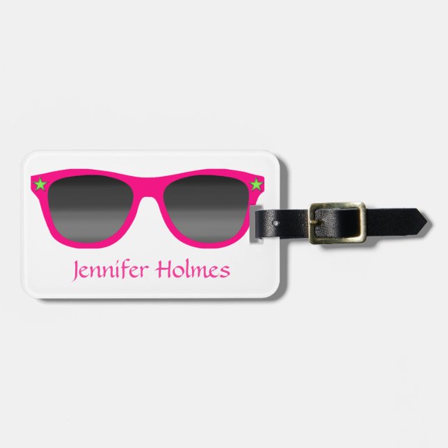 Pink Sunglasses Luggage Tag (Front Horizontal)