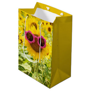 Pink Sunglasses On Sunflower Medium Gift Bag