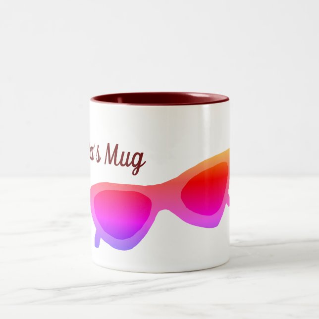 Pink Sunglasses  Personalized Two-Tone Coffee Mug (Center)
