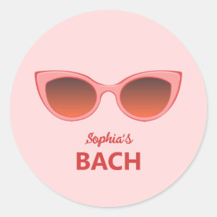 Pink Sunnies, Cat Eye Sunglasses, Feminine Shades Classic Round Sticker